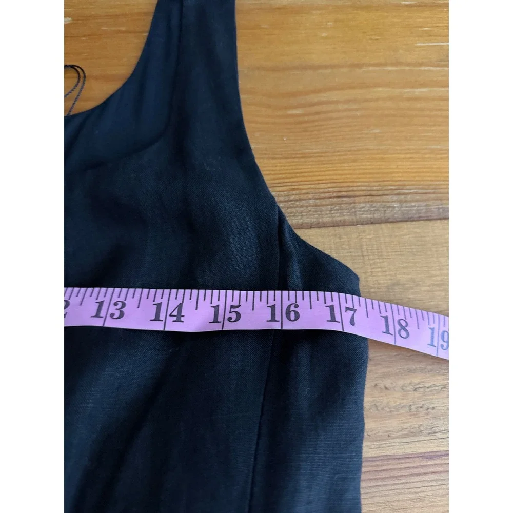 Jenni Kayne Kinney Dress Black Linen Square Neck Midi A Line Size M - Picture 9 of 11